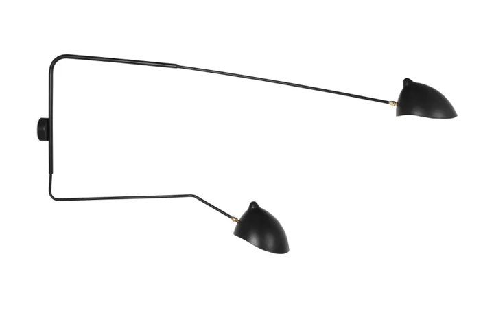 2 Arm Straight Wall Lamp by Serge Mouille Wall Lamps